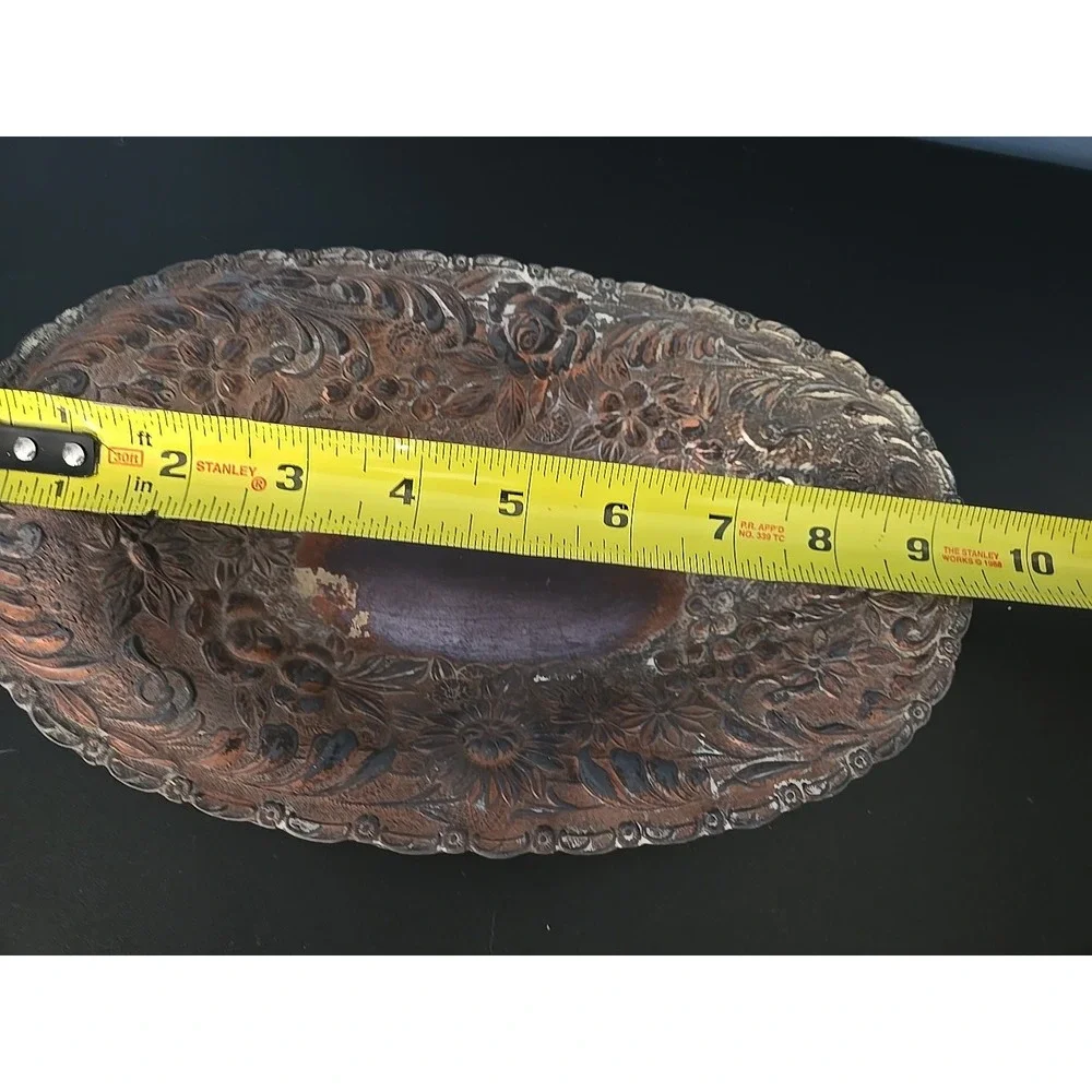 Antique Silver Gold Copper Tone Bowl 9.5